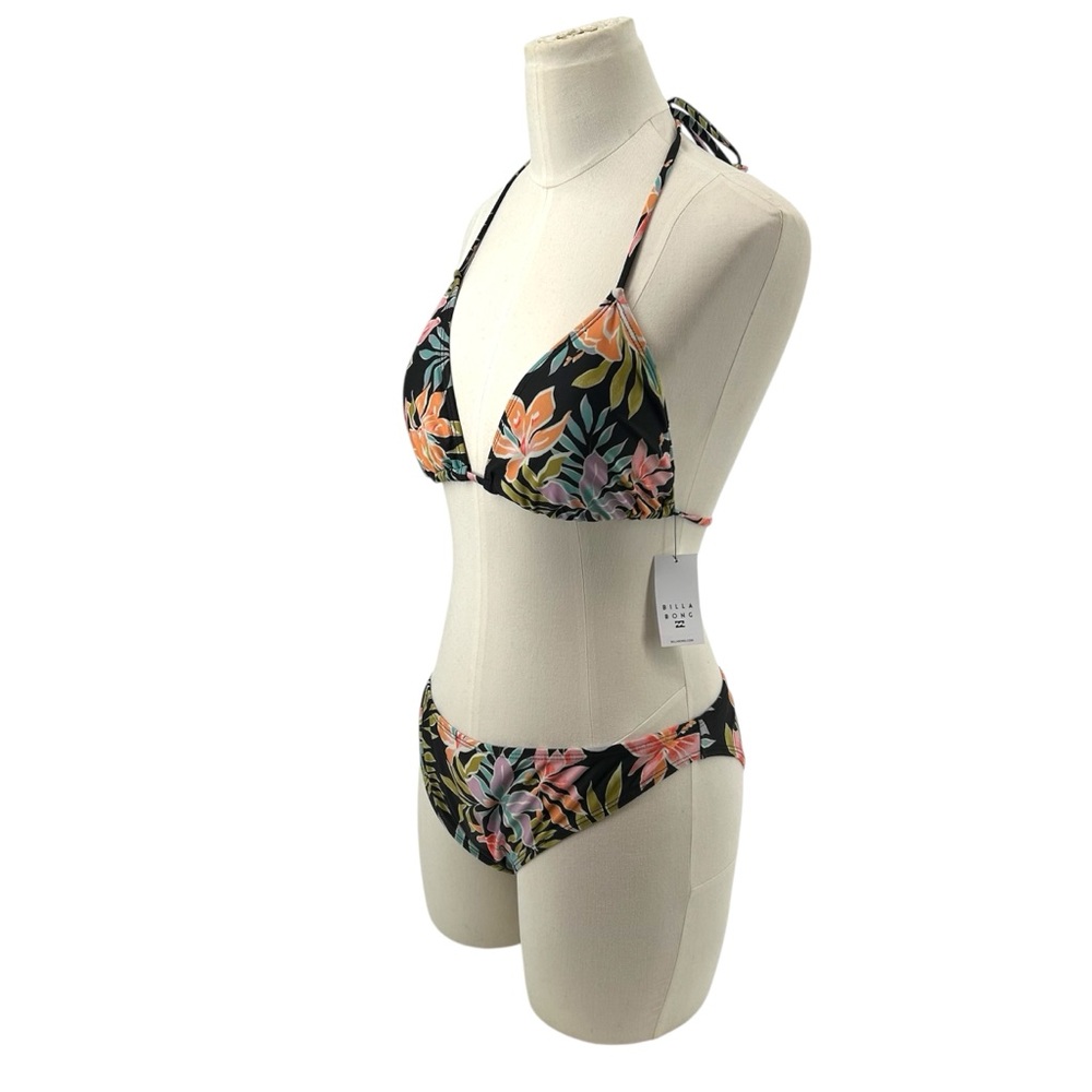 NWT Billabong Beach Babe Tri Set Black Floral Print Women’s Size XL - Picture 6 of 15